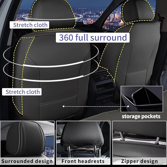 DISUTOGO Front Seat Covers Fit for Nissan Murano 2011-2025 2026 Waterproof Faux Leather Automotive Cushion Protector Car seat Covers Compatible Airbag(2 Seats, Red Line)