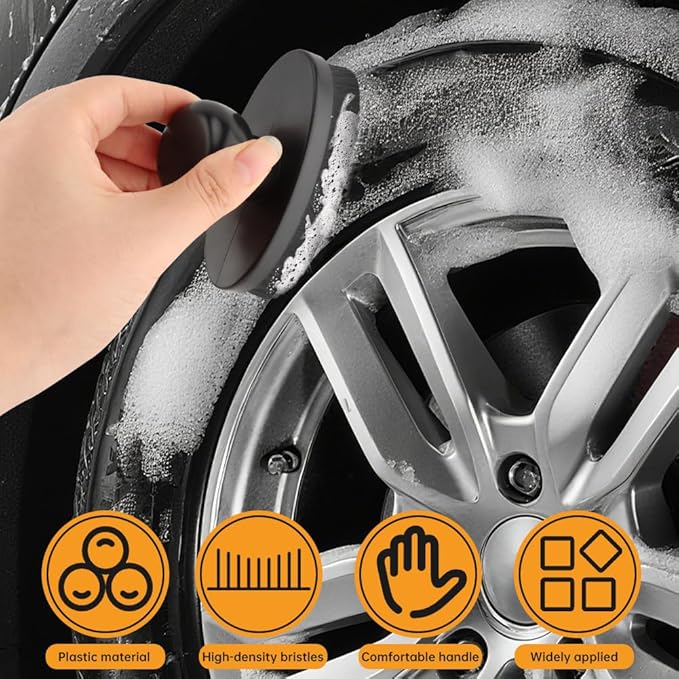 Tire Shine Applicator Brush Kit Large Vegan Tire Dressing Applicator with Car Interior Detailing Brush for Vehicles Tire Shine Polish Wax and Car Interior Cleaning