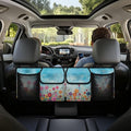 Hanging Trunk Organizer for Car Women Oxford Cloth Car Organization Accessories with 4 Pocekt Reusable Car Back Seat Organizer for SUV/MPV/Truck, Machine Washable, Cute Flowers Blue