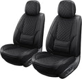hoozoom Leather Front Seat Covers for Cars Breathable Seat Covers Waterproof Seat Protectors Universal Fit for Most Automotive Cars SUV Trucks Van (Black, Front Pair)