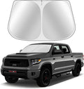 Toluoma Custom Fit Windshield Sun Shade for Toyo-ta Tundra 2007-2021 - Full Coverage, 210T Reflective Fabric, Double-Layer Design - Blocks 99% UV Rays, Keeps Car Cool, Easy to Install and Store