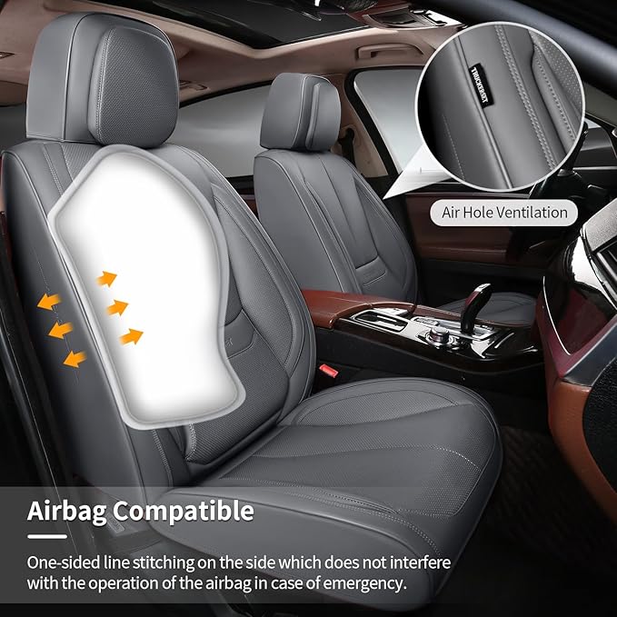truckerset Car Seat Covers Full Set,Leather Waterproof Car Seat Cover,Airbag Compatible,Breathable Design,Suitable for Car,Truck,SUV 5 Pack (Grey)