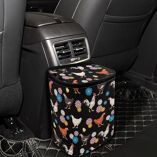Cute Chicken Car Trash Can Leak Proof Hanging Garbage Bin for Back Seat Easy Installation Car Garbage Cans Cars Interior Accessory Universal Fit for Cars Truck Van SUV