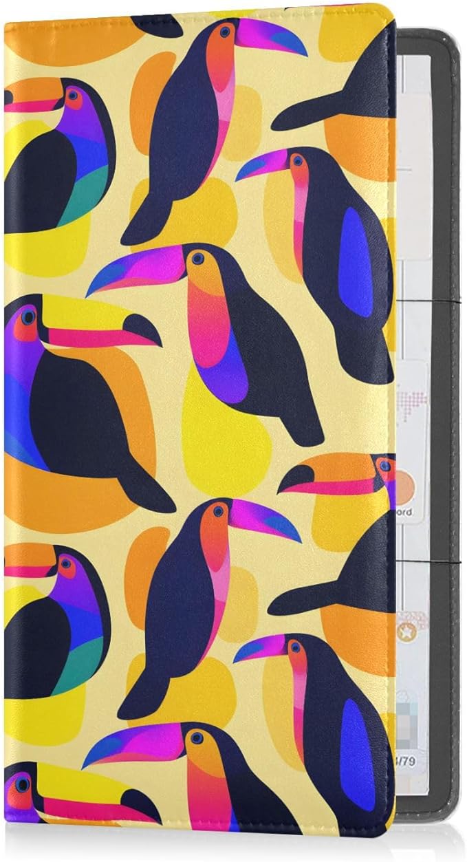 ALAZA Color Block Toucan Car Registration and Insurance Card Holder Vehicle Glove Box Car Organizer Driver License Documents Holder Waller Case Organizers