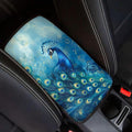 Suobstales Blue Peacock Print Car Armrest Pad Soft Center Console Arm Rest Protector Cover Universal Car Interior Accessories Decoration