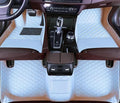 Yaruicar Custom Personalized Floor Mats for Cars Luxury Full Coverage All Car Floor Mats Anti-Slip Leather Car Mat Set Trucks & SUVs Trucks Automotive Floor Mats Liners (White)