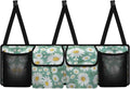 Daisy Printed Trunk Hanging Organizer Backseat Bag Foldable Cargo Storage with 4 Pockets 3 Adjustable Straps Provides More Space for Groceries Car Accessories