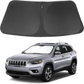 Windshield Sun Shade Foldable Sunshade Protector Custom Fit Jeep Cherokee 2014-2024 2025 Trailhawk,Overland, Limited, Latitude, Altitude Accessories (Not for Jeep Grand Cherokee)