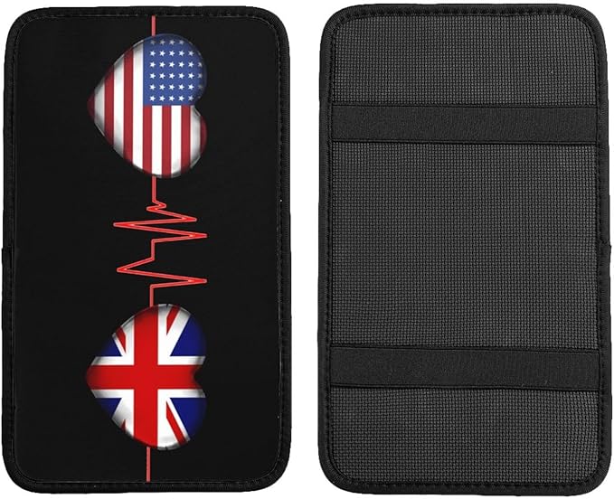 Car Armrest Cover America and Britain British Flag Be of one Mind Armrest Seat Handrail Box Cover Auto Center Console Pad Cushion Universal Decoration Protector Accessories