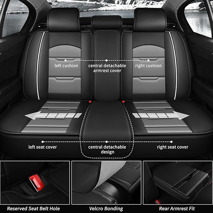 YORKNEIC Seat Covers Full Set Fit for kia Optima 2002-2020 Leather Car Seat Covers for Optima Automotive Seat Cushion with Airbag Compatible (5 Seats,Black&Grey)