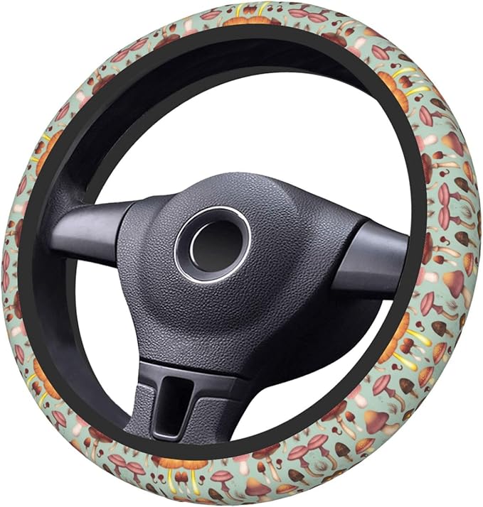 Neoprene Steering Wheel Cover Deer and Mushroom Car Steering Wheel Cover Universal Fit for Most Cars