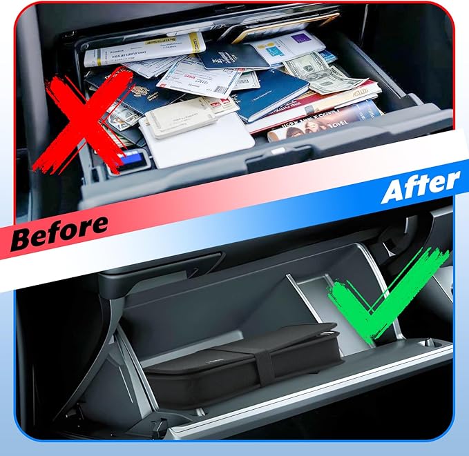 Portable Car Glove Box Document Holder, Owner Manual Case Pouch, Glove Box Organizer for Vehicle Storage Wallet for Registration & Insurance Card, for Car, SUV, Truck – Black