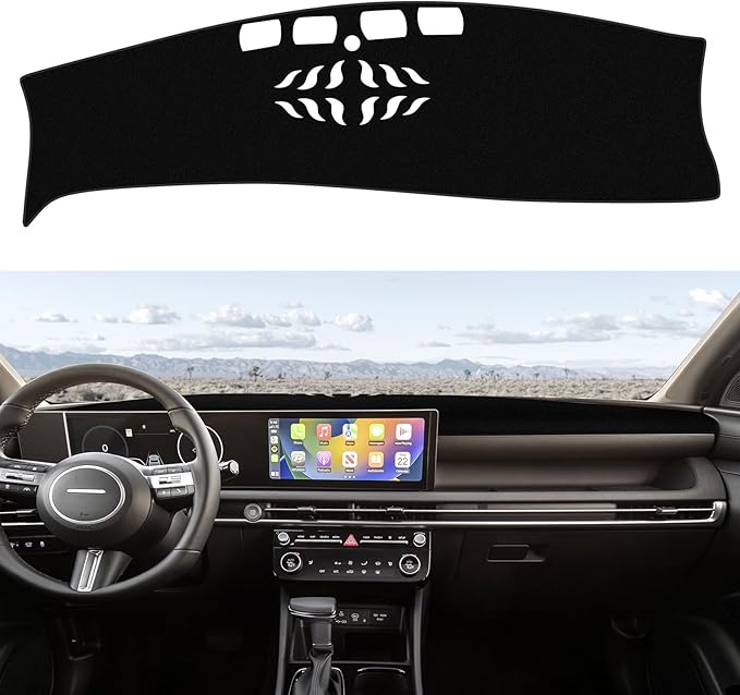 Dash Mat Custom Fit 2025 2026 Hyundai Tucson (Not for HUD), Premium Carbon Fiber Non-Slip Dashboard Protector & Sunshield, UV-Blocking, Anti-Glare, Fade-Resistant (Black)