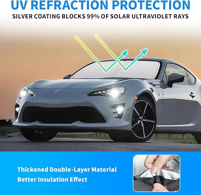 Thickened 2-Layer Front Windshield Sun Shade Compatible for ZN6 gt86/Scion FR-S 2013-2020, Foldable Custom Fit Sunshade Blocks 99% Heat, Keeps Car Interior Cool (for ZN6 gt86/Scion FR-S 2013-2020)