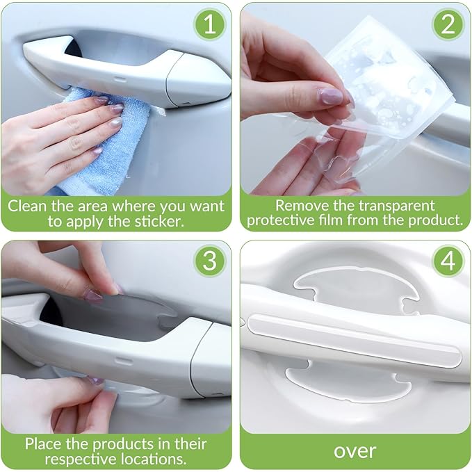 8 Pcs Waterproof and Scratch Resistant Paint Protection Pad Universal Car Door Handle Protector Car Door Handle Scratch Protector Transparent Rearview Anti-Collision Protection Pad for Most Cars