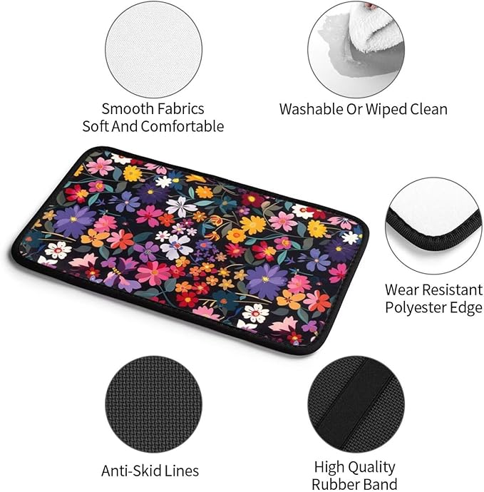 Car Center Console Cushion Pad Red Floral Armrest Seat Box Cover Protector Boho Hippie Flower Comfortable Decor Accessories for Most Cars, Vehicles, SUVs Daisy Pink Arm Rest Lid Covers