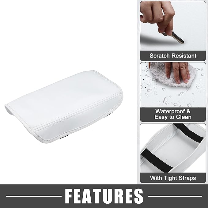 Car Center Console Pad Waterproof Armrest Seat Box Cover White for Hyundai Tucson 2022 2023