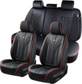 FLORICH Car Seat Covers Full Set, 5 Seats Universal Seat Covers for Cars, Waterproof Nappa Leather Auto Seat Protectors, Black Front and Rear Seat Protectors Fit for Cars SUV Pick-up Truck