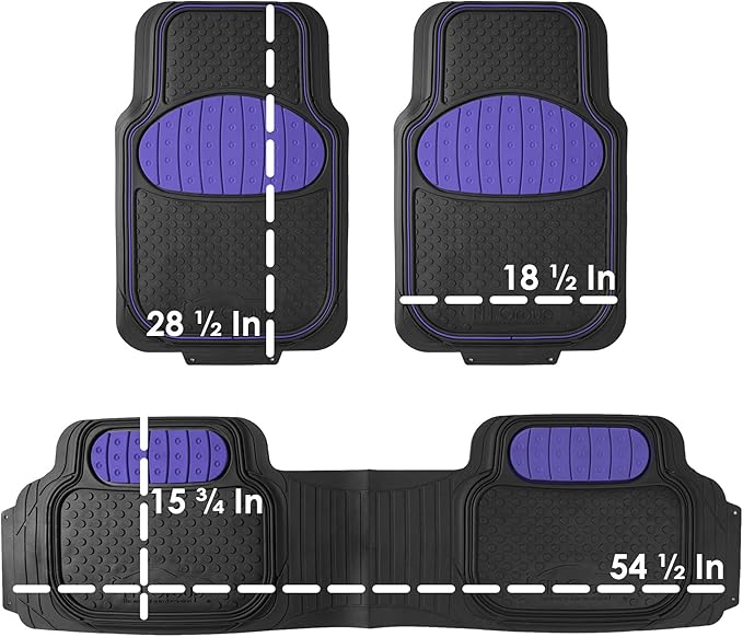 FH Group Car Floor Mats - Heavy-Duty Rubber Floor Mats for Cars, Universal Fit Full Set, Trimmable Automotive Floor Mats, ClimaProof Floor Mats For Most Sedan, SUV, Truck Floor Mats Purple