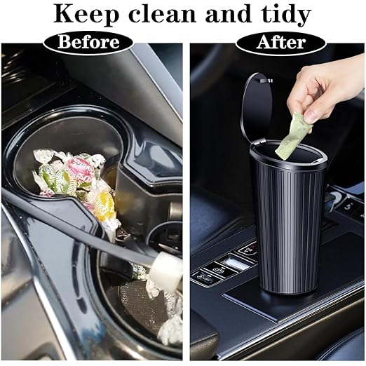 SGLRT Car Trash Bin with Lid - 2 Pack Universal Leakproof Vehicle Garbage Can Bin with 40pcs Trash Bags - Car Organizers and Storage for Front Back Seat Accessories