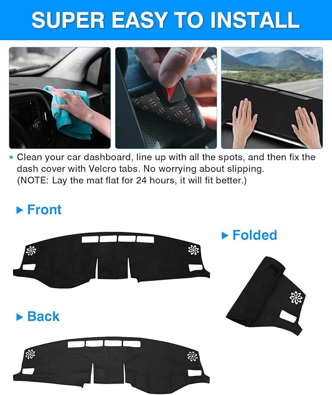 Cartist Dashboard Cover Mat for 2019-2022 2023 2024 2025 Toyota RAV4 Accessories Dash Cover Suede Dash Mat Sunshade Glare UV Rays Protector