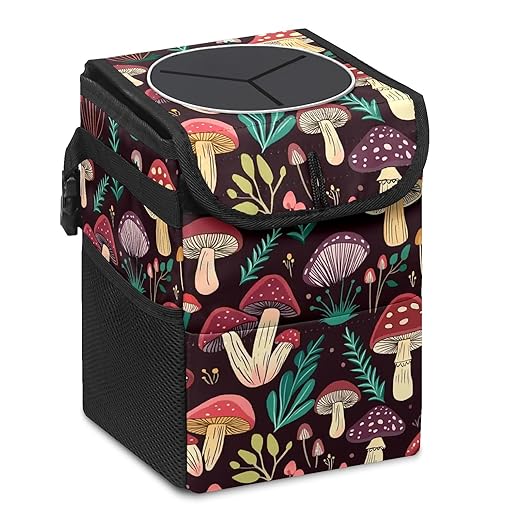 GVGHIDZ Car Trash Can – Multi-Purpose, Lightweight and Portable with Durable Water-Resistant Coating, No Installation Required, Practical and Ample Capacity, Variety of Colors.Mushroom