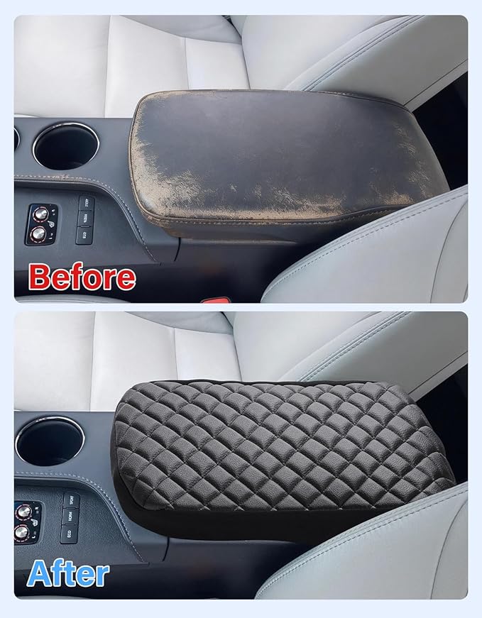 Center Console Armrest Cover for Toyota Avalon 2013 2014 2015 2016 2017 2018, Vinyl Leather Middle Console Cover Arm Rest Lid Protector, Anti-Scratch, Black