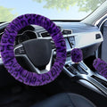 Accmor Fuzzy Car Steering Wheel Cover, Universal Fit Fur Car Wheel Cover & Handbrake Cover & Gear Shift Cover Set, Fluffy Fashion Leopard Print Auto Steering Wheel Protector for Women Girls(Purple)