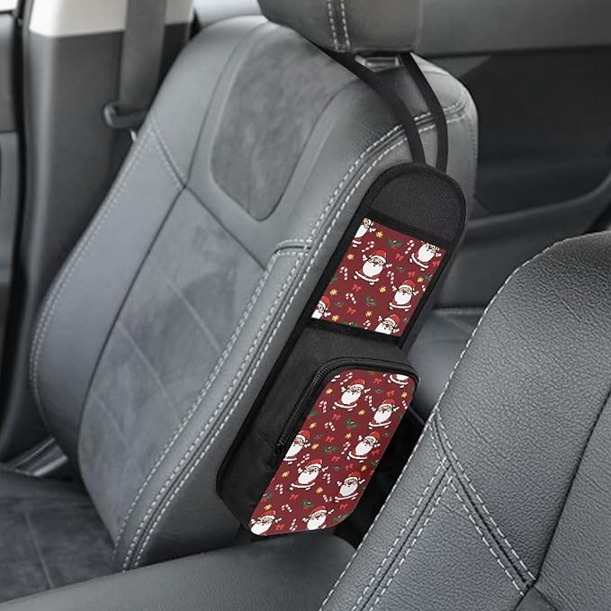 Santa Claus Car Seat Side Organizer,Car Seat Back Side Hanging Bag,Car 2 Pocket Seat Side Organizer, Auto Seat Storage Hanging Bag,Car Travel Accessories Suitable for All Cars