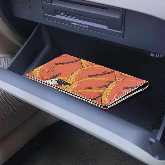 ALAZA Flamingo Pattern Car Registration and Insurance Card Holder Vehicle Glove Box Car Organizer Driver License Documents Holder Waller Case Organizers