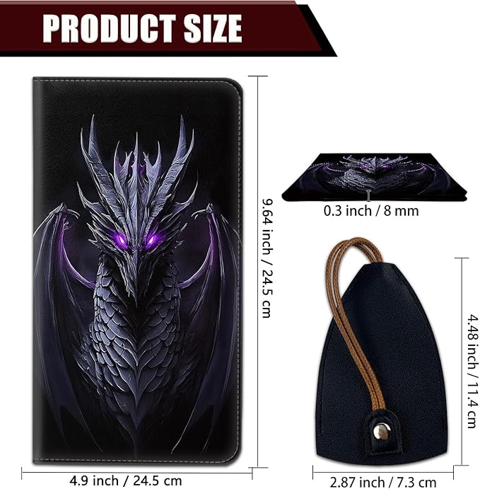 Car Document Holder with Magnetic Shut, Car Registration and Insurance Card Holder, Vehicle Glove Box Organizer Documents, Driver License, Auto Paperwork Organizer Wallet, Purple Dragon Pattern