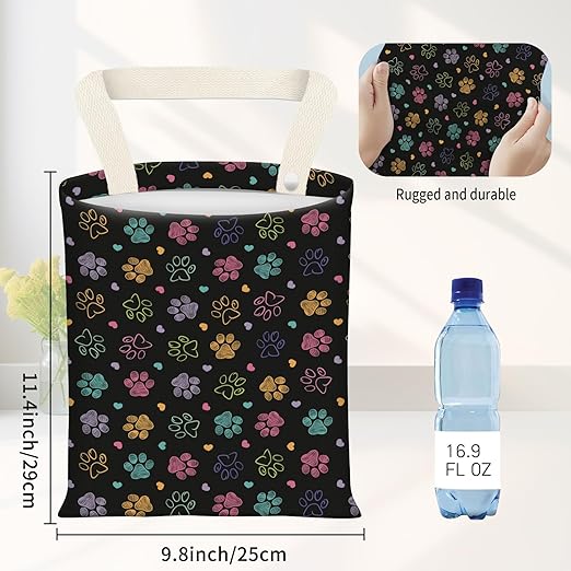 ADQWIOVL Car Garbage Can, Seat Back Hanging Cute Car Trash Can Bag, Car Organizer and Storage Bag for Travelling, Outdoor Cute Colorful Doodle Paw