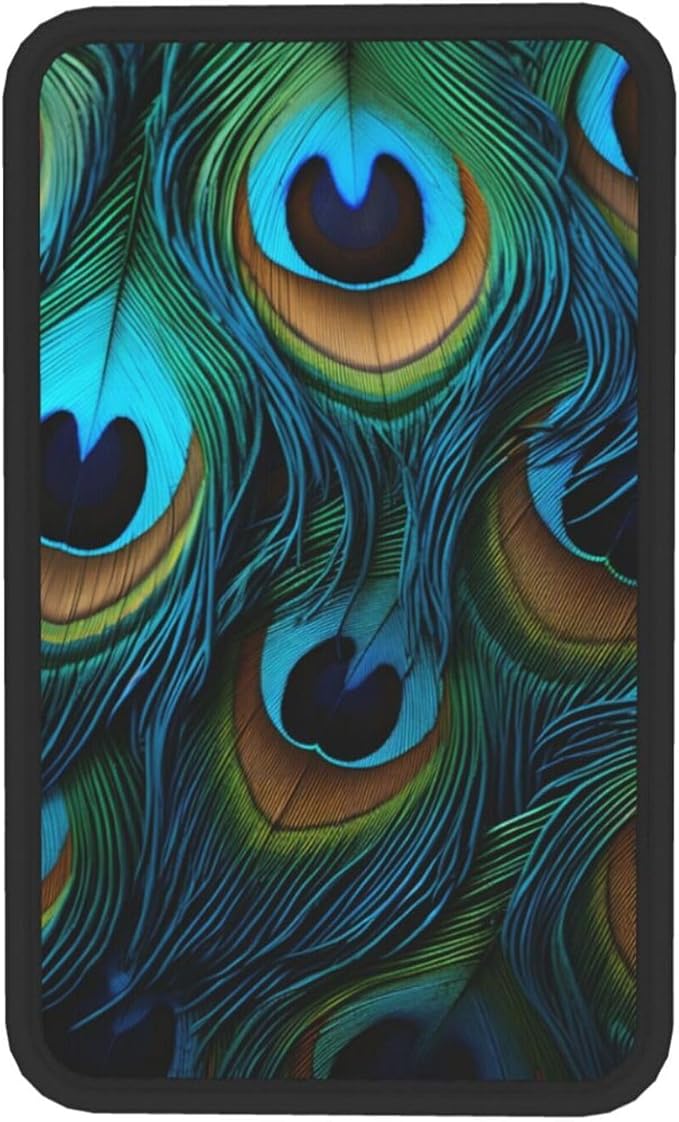 Peacock Feather Patterns Car Center Console Cover Universal Car Armrest Cover Waterproof Auto Armrest Seat Box Mat Protector Decoration Car Center Console Cushion Pad for Most Vehicle SUV Truck