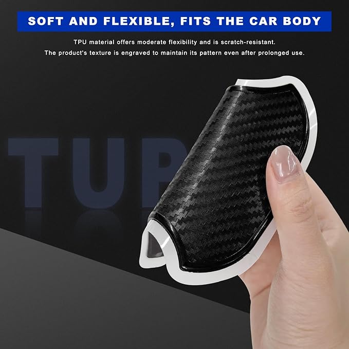 4 PCS Car Door Handle Bowl Stickers, Anti-Scratch Carbon Fiber Auto Handle Cup Protector Paint Guard, Waterproof Door Bowl Sticker Non-Marking Protective Film for Car SUV Truck (Medium)