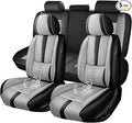 Premium Universal Car Seat Cover, Comfortable Leather Seat Cover for 96% of Models, Waterproof Car Seats Protectors Cushions for 5 Seats(Black+Grey)