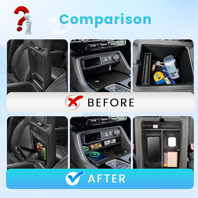 Neepiar 3PCS Center Console Organizer Compatible with 2023-2026 Honda Pilot 2026 Honda Passport Hidden Storage Tray Armrest Storage Tray Insert Divider Slot Box Secondary Interior Accessories