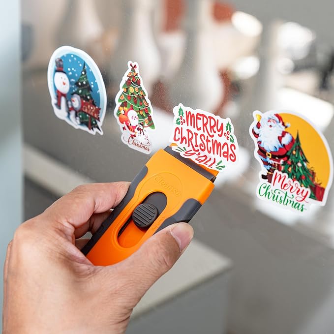 100Pcs Blade Plastic Razor Blade Scraper with Retractable Blade: Without Damaging Surfaces Cleaning Tool for Adhesive Remover, Sticker Remover, Labels, Paint, Work on Cars, Windows, Trucks, Mailboxes