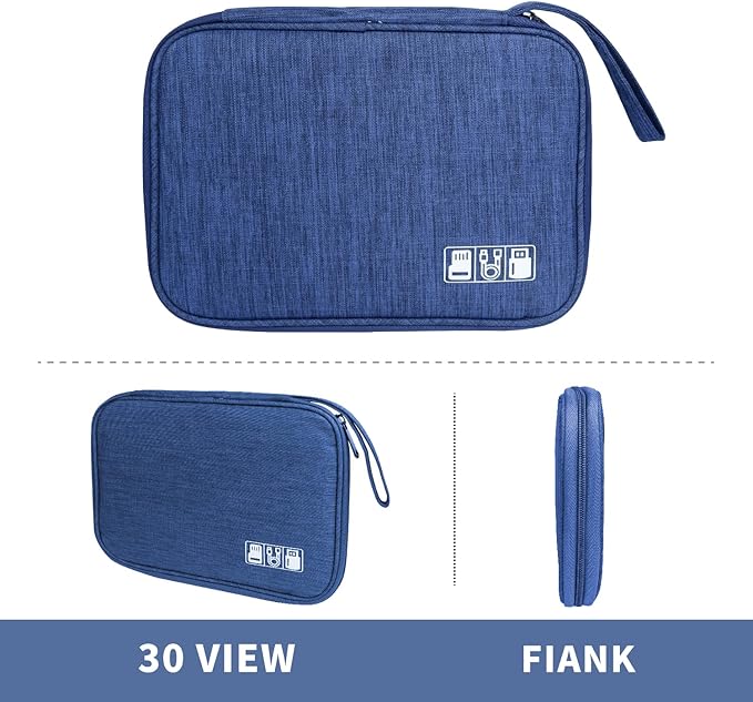 Electronics Travel Organizer,Portable Waterproof Electronic Travel Storage Bag for Small Charging Cord Storage,Charger,Small Electronics,SD Card etc,for Travel,Business -Navy Blue