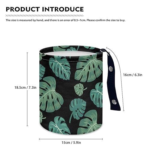 Brosoneto Tropical Palm Leaves Car Trash Can Collapsible Back Seat, Front Console, Floor, or Hanging Headrest Waste Basket - Car Garbage Accessory Portable Car Trash Can Car Decoration