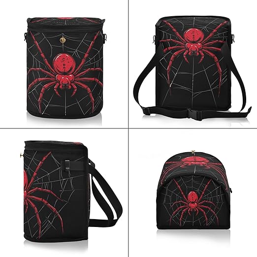 MNSRUU Car Trash Can with Lid, Red Spider on A Web Car Trash Bag Hanging Organizers and Storage for Front Back Seat, Leak-Proof Trash Bin