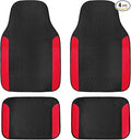 4PCS Car Floor Mats, Waterproof Auto Front & Rear Carpet Mat with Anti-Slip Backing, Stylish Vehicle Rug Floor Mats Universal Interior Accessories for All Weather Protection (Red)