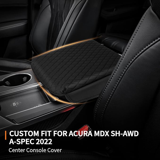Custom Fit for Center Console Cover Acura MDX 2022 2023 2024 2025 2026 Armrest Cover Center Console Pad Interior Accessories Car Armrest Seat Box Cover Protector Black