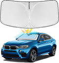 for BMW X5 2014-2018 Windshield Sun Shade - 4 Layers Car Sunshades for Front Windows Shade Cover Custom Fit X5 Sun Visor 240T Retractable Shade Blocks UV Rays Car Accessories
