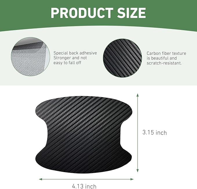 4 PCS Car Door Handle Bowl Sticker, Carbon Fiber Leather Cars Handle Scratch Protectors, Self-Adhesive Door Bowl Decor Decal, Universal for Most Cars (Black)