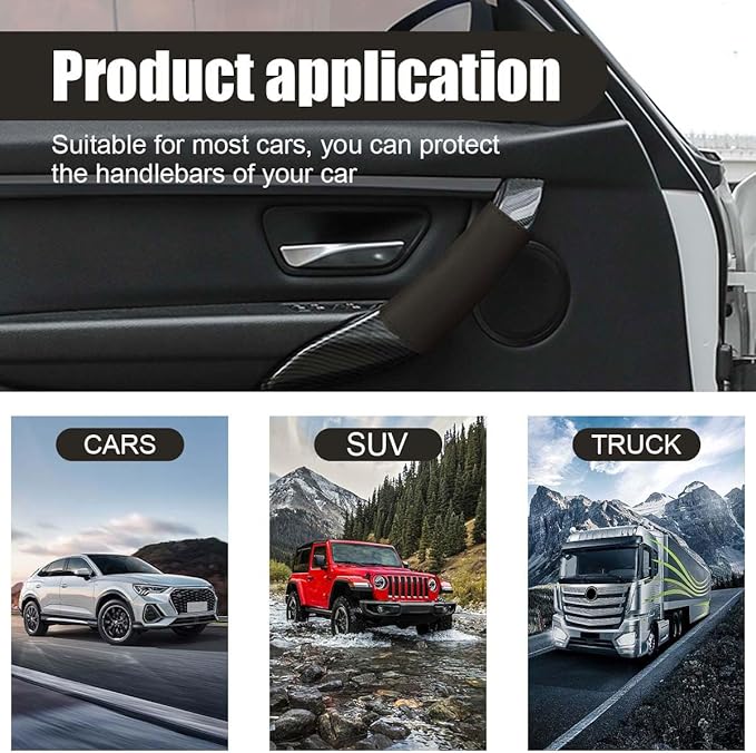2PCS Car Grab Handle Cover, Anti-Scratch Auto Inner Front Rear Door Pull Handle Cover, PU Leather Door Grip Gloves Protector Auto Interior Decoration Accessories for Car, Truck, SUV (Coffee)