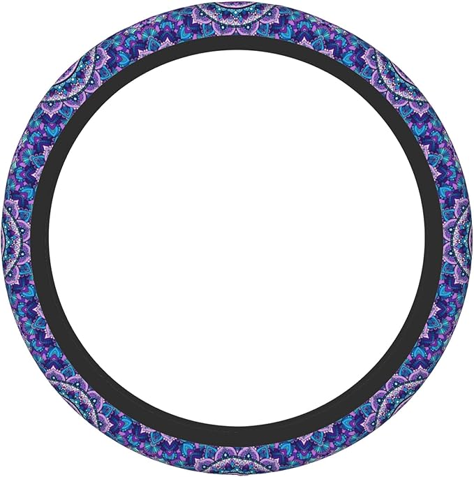 Purple Mandala Steering Wheel Cover for Women Girls, Universal 15 Inch Anti Slip Steering Wheel Protector Car Accessories Interior for Auto Truck SUV