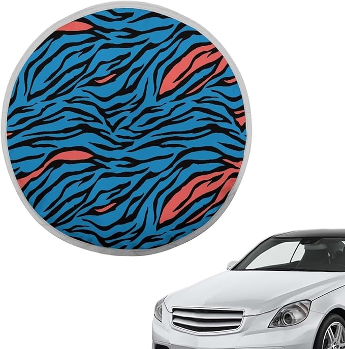 Zebra-Stripe Blue Red Pattern Steering Wheel Sun Shade Cover for Truck Car SUV Van Anti-Heat Car Steering Wheel Cover Steering Wheel Cover for Sun Protection Decorative Accessories