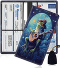 Car Registration and Insurance Holder, PU Leather Auto Document Holder for Men&Women, Vehicle Glove Box Compartment Organizer with Magnetic Shut for Driver's License, Frog Playing Guitar Pattern