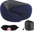 MQZAYZ Travel Neck Pillow for Airplanes & Car Rides,Compact Head Support Cushion with Pain Relief,Ergonomic Sleeping Pillow for Long Flights & Road Trips (Blue)