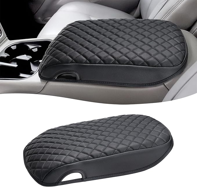 KBH Center Console Armrest Cover for 2003-2006 Chevrolet Chevy Silverado, Tahoe, Suburban, Avalanche & GMC Sierra, Yukon, Bucket Seat Only, Vinyl Leather, Arm Rest Cushion Protector, Black